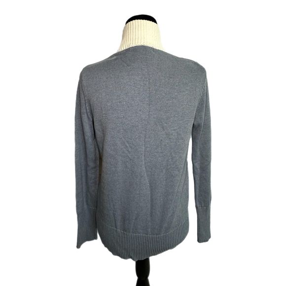 Eddie Bauer Blue & White Winter Design Zip Up Sweater, Medium, Pre-owned - Picture 4 of 6